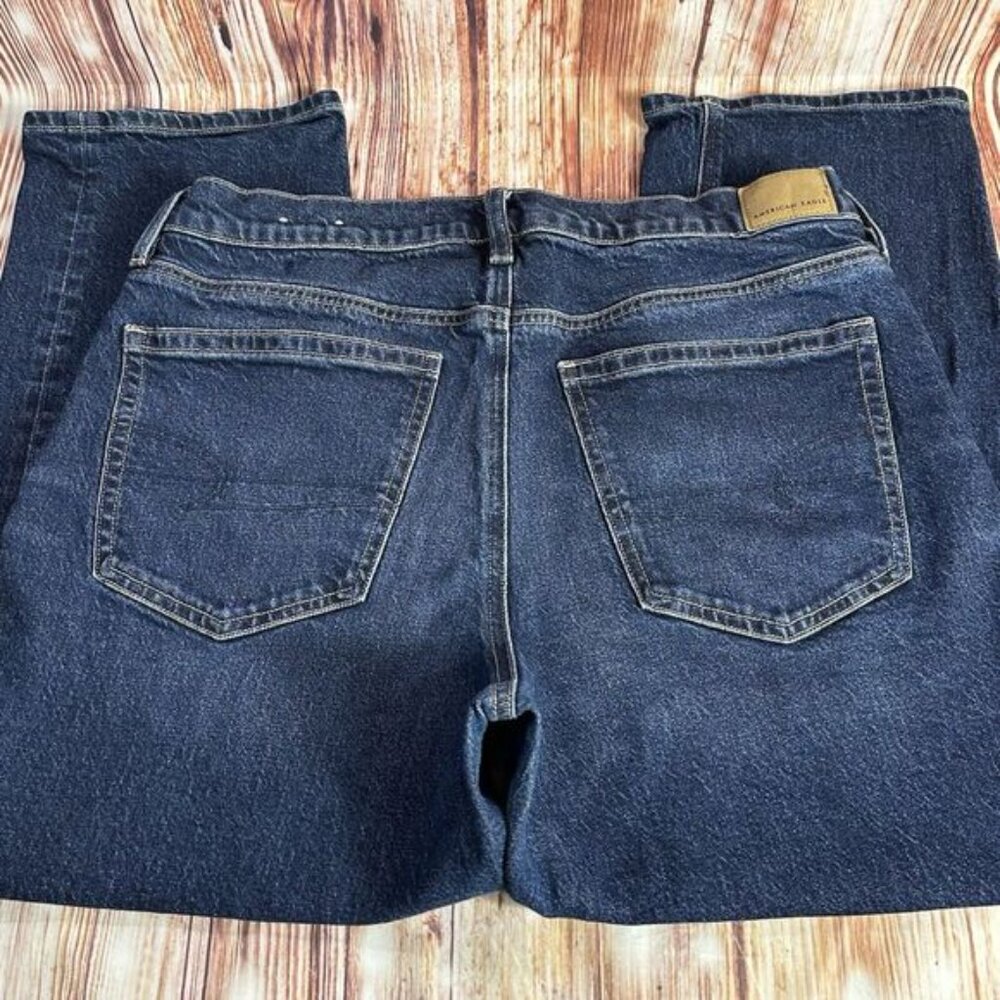 American Eagle SUPER HIGH RISE ANKLE STRAIGHT Sz 12 Short Jeans Denim Pant 33x25 - Picture 4 of 12